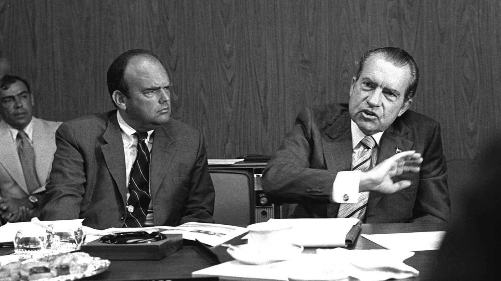 Richard Nixon with his counsel and assistant, John Ehrlichmen